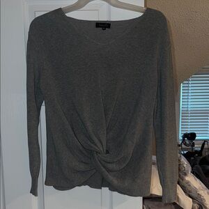 Amaryllis Gray Twist Knot Sweater
